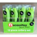 12PC plastic cutlery set in PVC box (Green 375C) #TG1006EG